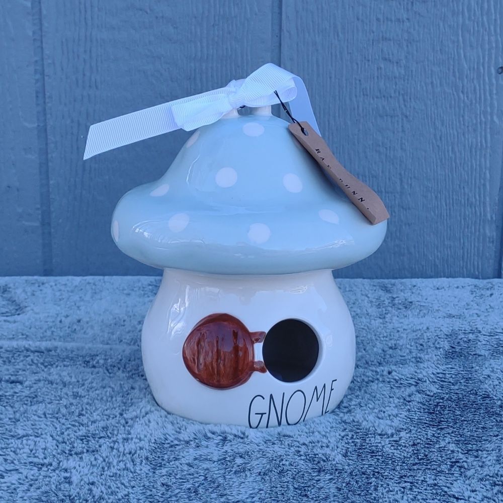 Rae Dunn Ceramic Mushroom Gnome Birdhouse
